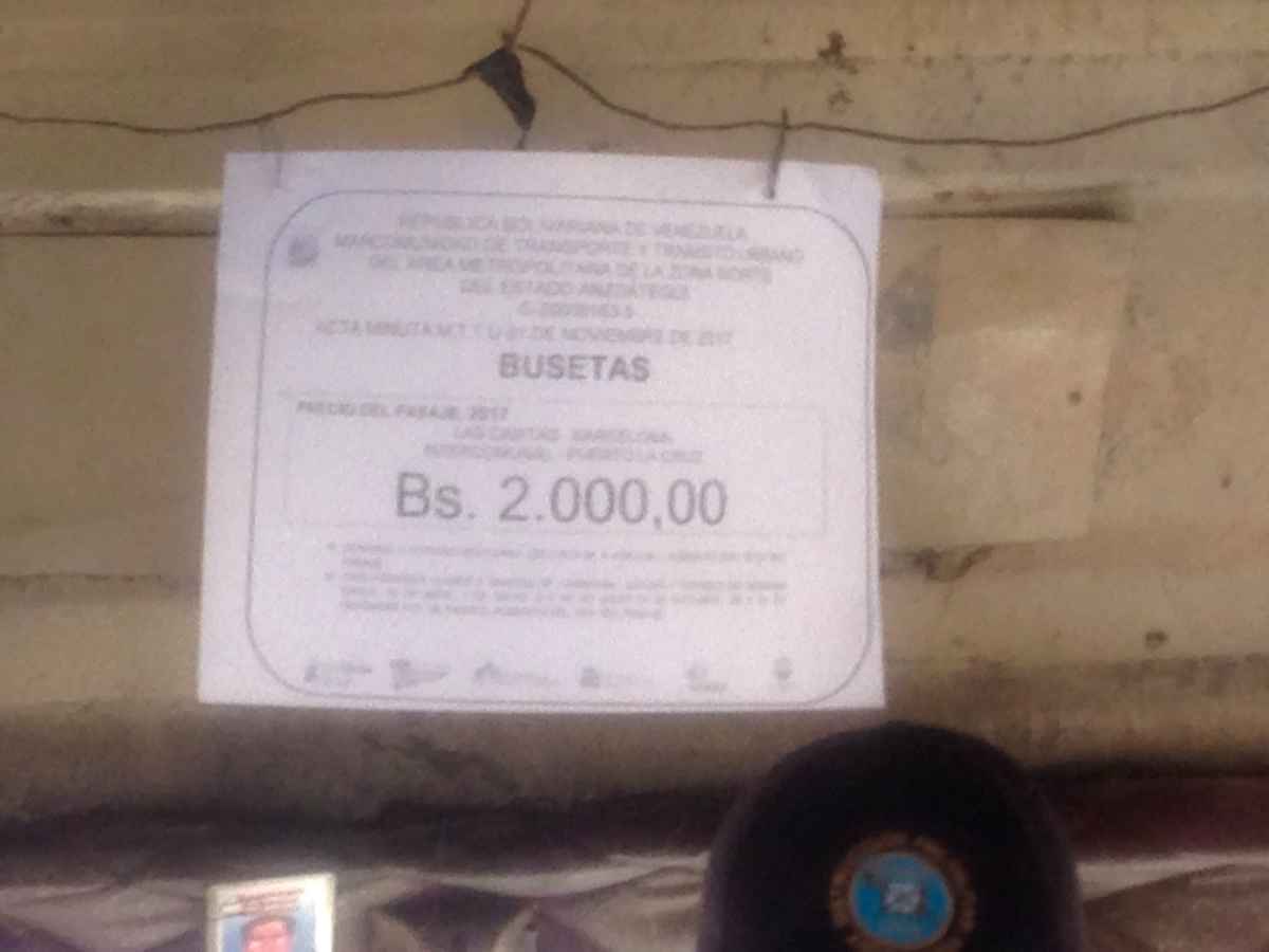 Choferes cobran 1000 bolívares de pasaje en Barcelona